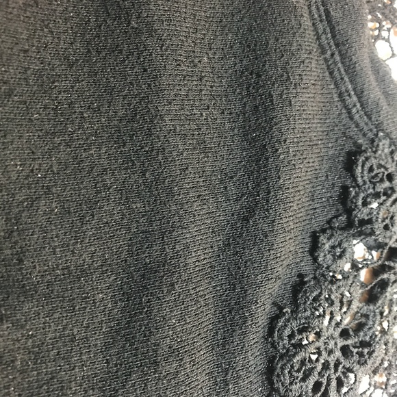 ❤️ 4 /$25 SALE! Pam & Gela Black Lace Sweatshirt Sz Petite XS Open Back Sweater - Picture 7 of 10
